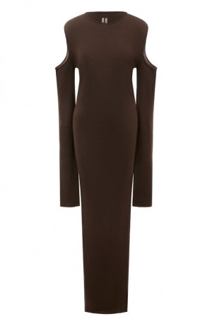 Шерстяное платье Rick Owens. Цвет: коричневый