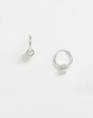 Серебристые серьги-кольца -Серебряный Icon Brand