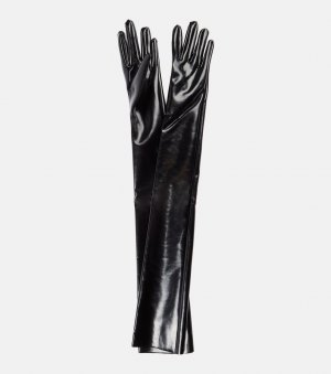 Перчатки из искусственной лакированной кожи , черный Norma Kamali