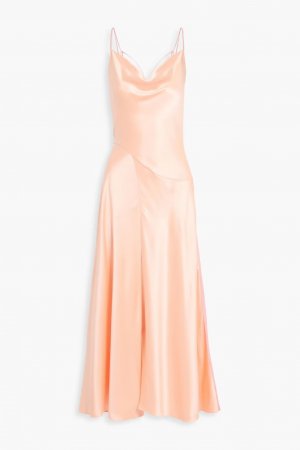 Драпированное двухцветное платье-комбинация из шелкового атласа , пастельно-оранжевый Roksanda