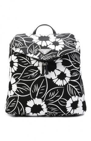 Текстильный рюкзак Prada. Цвет: чёрно-белый