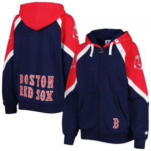 Женская стартовая толстовка с молнией во всю длину темно-синего/красного цвета Boston Red Sox Hail Mary Starter