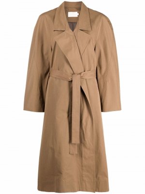 Однобортное пальто с поясом Low Classic. Цвет: коричневый