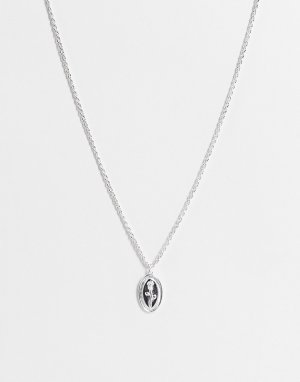 Тонкое посеребренное ожерелье-цепочка с овальной подвеской изображением розы -Серебристый ASOS DESIGN