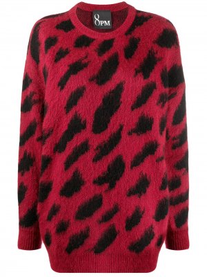 Фактурный свитер с леопардовым принтом 8pm. Цвет: красный