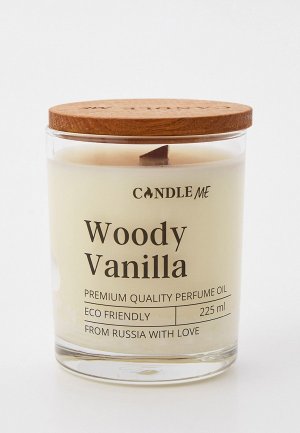 Свеча ароматическая Candle Me WOODY VANILLA  / Ванильное дерево, с деревянным фитилем. Цвет: прозрачный