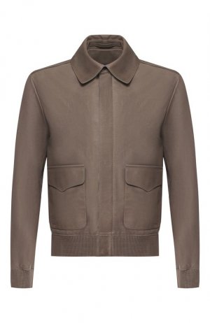 Кожаная куртка на молнии с отложным воротником Ralph Lauren. Цвет: коричневый
