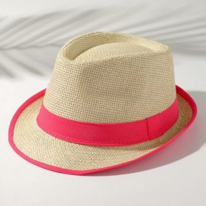 Шляпа, размер 58, бежевый, розовый Minaku. Цвет: розовый
