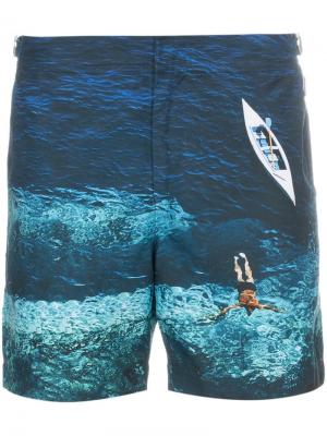 Пляжные шорты средней длины Deep Sea Orlebar Brown. Цвет: синий