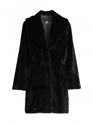 Пальто из искусственного меха с шалевым воротником , черный Donna Karan New York