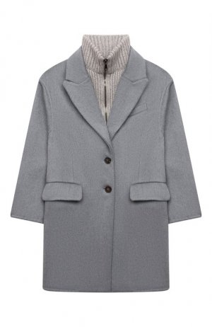 Кашемировое пальто Brunello Cucinelli. Цвет: голубой