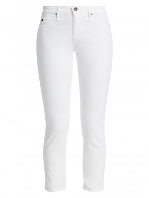 Укороченные брюки-сигареты Prima Sateen со средней посадкой , белый AG Jeans