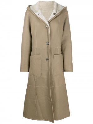 Двустороннее пальто с капюшоном Liska. Цвет: коричневый