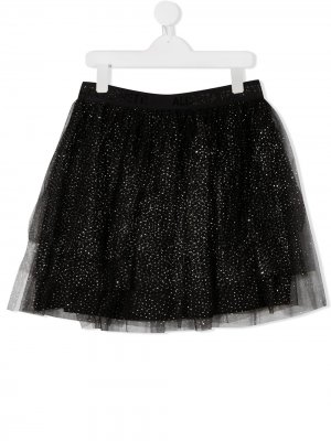 Юбка из тюля с кристаллами Alberta Ferretti Kids. Цвет: черный