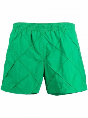 Check-panel swim shorts Bottega Veneta. Цвет: зеленый