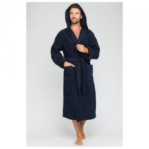Мужской махровый халат с капюшоном Sport&Style (Е 903) размер S (42-44), темно-синий EvaTeks. Цвет: синий