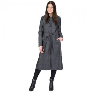 Пальто , силуэт прямой, удлиненное, размер (50)170-80-106, серый KiS. Цвет: серый