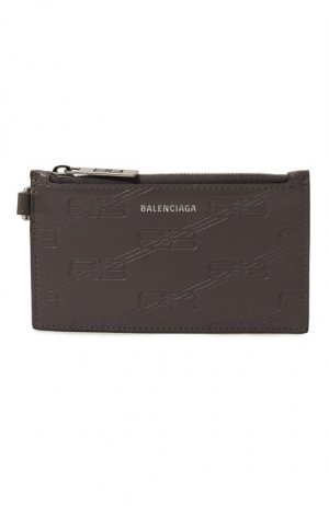 Кожаный футляр для кредитных карт Balenciaga. Цвет: серый