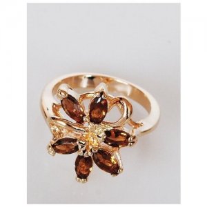 Кольцо помолвочное , фианит, размер 20, коричневый Lotus Jewelry. Цвет: коричневый