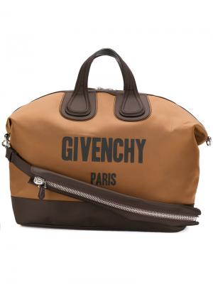 Дорожная сумка с нашивкой логотипа Givenchy. Цвет: коричневый
