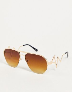 Золотистые солнцезащитные очки с отделкой на оправе -Золотистый Jeepers Peepers