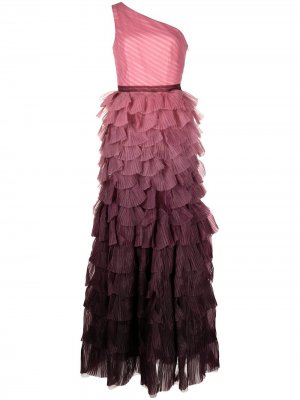 Вечернее платье с оборками Marchesa Notte. Цвет: розовый