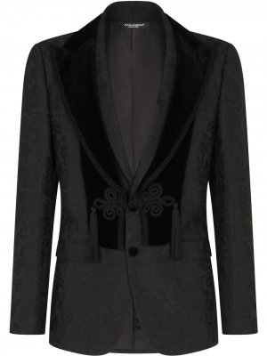 Жаккардовый костюм с бархатными вставками Dolce & Gabbana. Цвет: черный