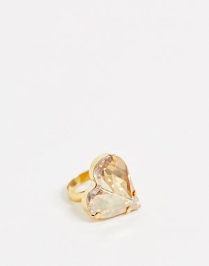 Кольцо с кристаллом Swarovski золотистого цвета -Золотой Krystal London