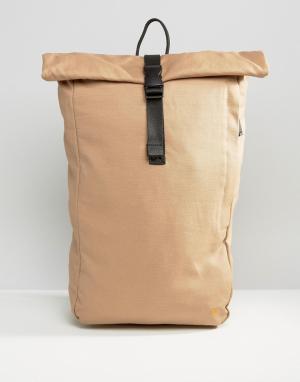 Бежевый парусиновый рюкзак ролл-топ Farah. Цвет: бежевый