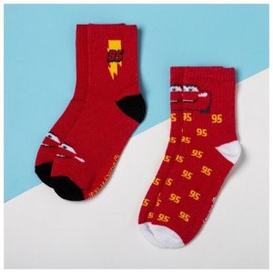 Набор носков Тачки 2 пары, красный, 14-16 см 4326282 Kaftan. Цвет: красный