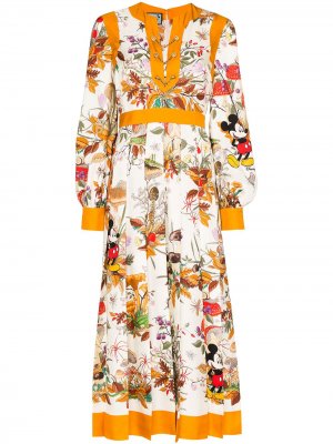 Платье миди с цветочным принтом Gucci. Цвет: белый