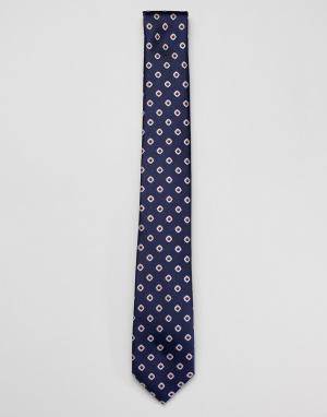 Шелковый галстук с геометрическим принтом Ben Sherman. Цвет: темно-синий