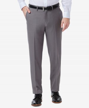 Мужские классические брюки узкого кроя премиум-класса с плоской передней частью и эластичной подошвой Haggar