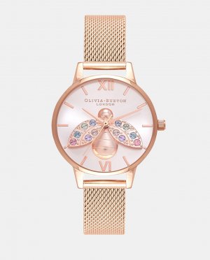 OB16RB28 Женские часы с розовой стальной сеткой , розовый Olivia Burton