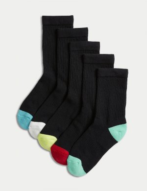 5 пар спортивных носков с высоким содержанием хлопка , черный Marks & Spencer
