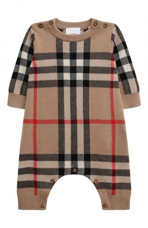 Шерстяной комбинезон Burberry. Цвет: бежевый