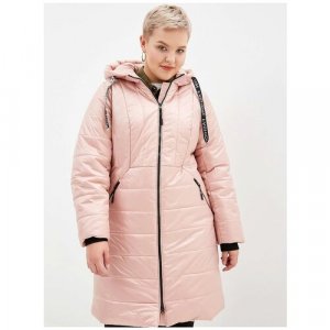 Куртка  демисезонная, силуэт полуприлегающий, утепленная, несъемный капюшон, манжеты, размер (44)164-88-94, розовый KiS. Цвет: розовый
