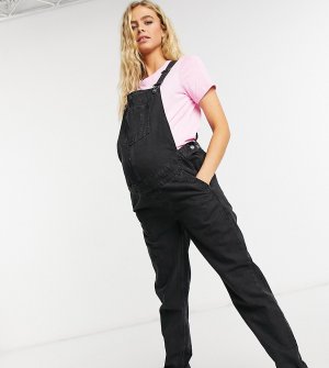 «Классический» джинсовый комбинезон выбеленного черного цвета ASOS DESIGN Maternity-Черный цвет Maternity