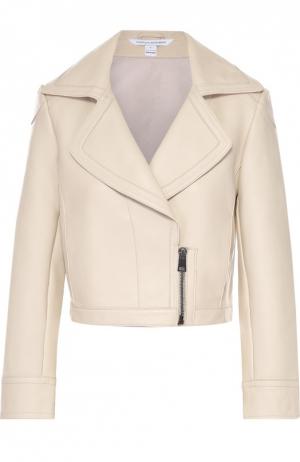 Укороченная кожаная куртка с широкими лацканами Diane Von Furstenberg. Цвет: кремовый
