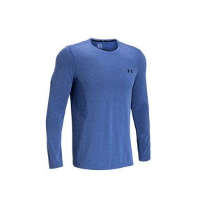 Rush Series Logo Solid Crew Neck Fitted Sports Tee Men Tops Blue 1361135-432 Under Armour