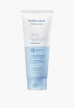 Пенка для умывания Missha и снятия макияжа, Super Aqua Ultra Hyalron, 200 мл. Цвет: прозрачный