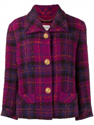 Клетчатая куртка pre-owned с укороченными рукавами Céline. Цвет: розовый