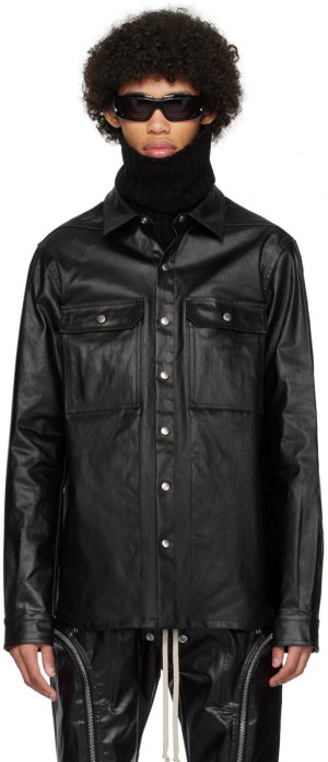 Черная джинсовая рубашка с покрытием , цвет Black Rick Owens