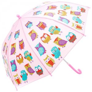 Зонт-трость тканевый розовый Совушки Mary Poppins. Цвет: розовый