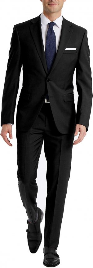 Мужские классические брюки узкого кроя , цвет Solid Black Calvin Klein