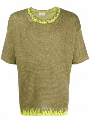 Contrast-trim knitted T-Shirt DONDUP. Цвет: зеленый