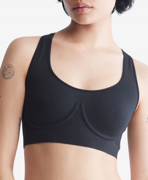 Женский гибкий бюстгальтер без подкладки на повязке QF6945 , черный Calvin Klein