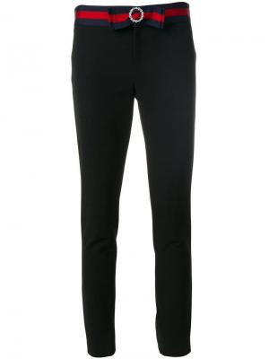 Укороченные брюки с отделкой Web Gucci. Цвет: черный