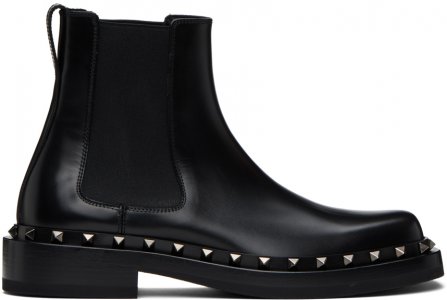 Черные ботинки челси M-Way Rockstud Valentino Garavani