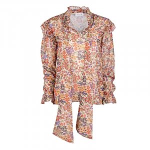 Женская блузка с длинными рукавами и цветочным принтом рюшами воротником-бантом MOLLY BRACKEN
